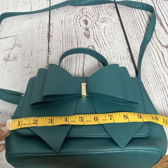 Crossi Green Bow Shoulder Bag Top Handle Adjustable Strap Chic Faux Leather - Picture 11 of 13